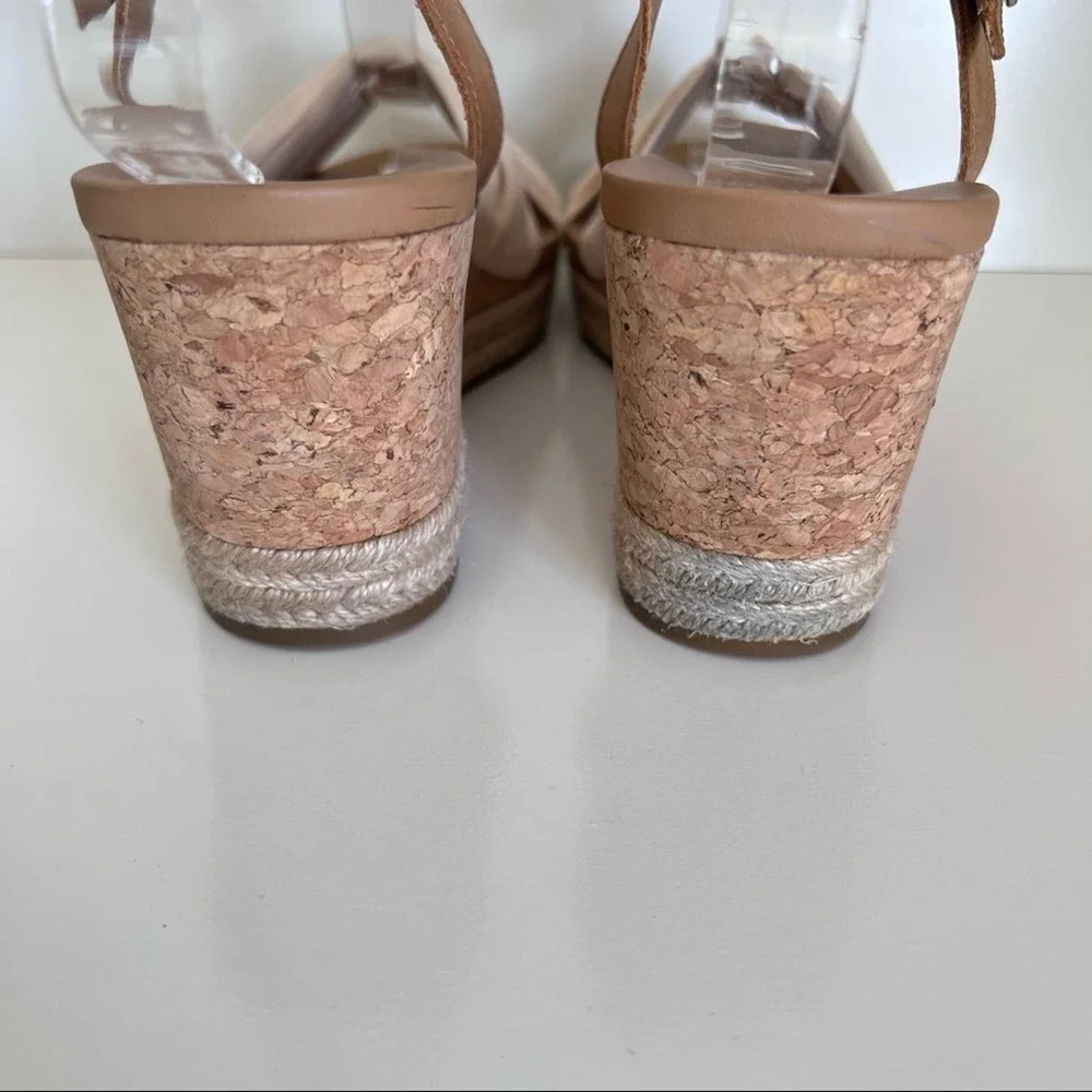UGG Women's Tan Cork Wedge Sandals with Cream Knot Front